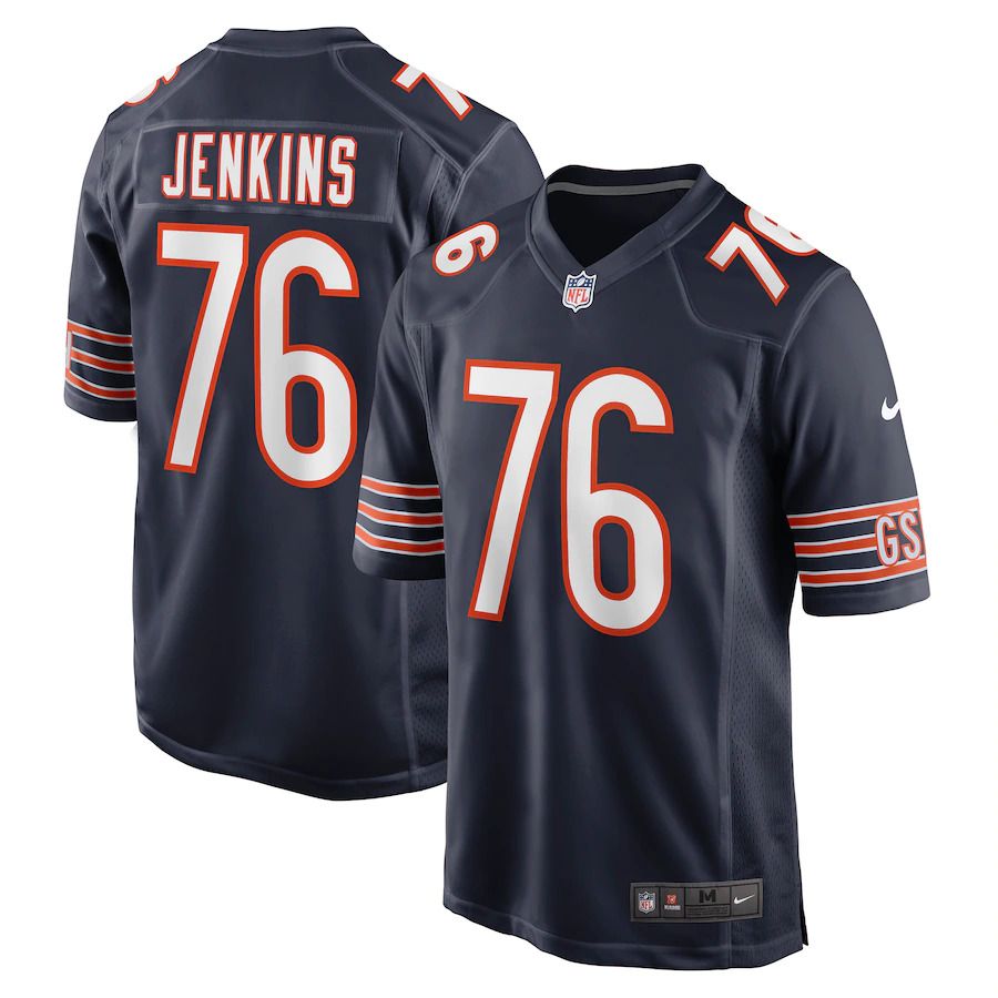 Men Chicago Bears #76 Teven Jenkins Nike Navy Game NFL Jersey